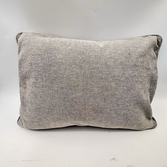 Double Lama Cotton Gray And Yellow Textured Embroidered Pillow 16x11 - Picture 3 of 6